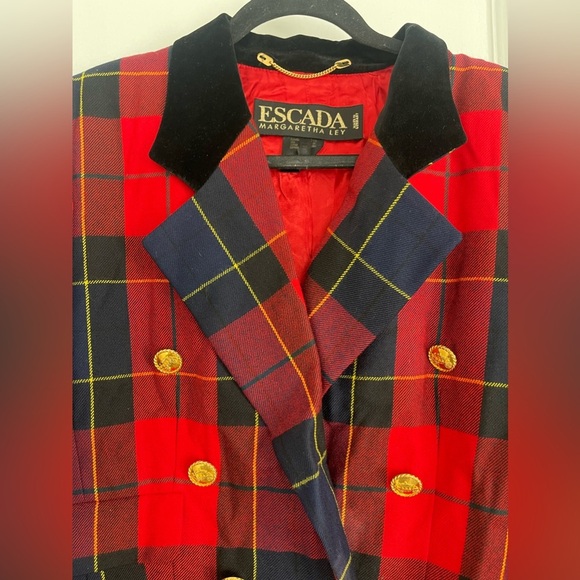 Vintage Escada by Margaretha Ley plaid women’s blazer - Picture 3 of 9